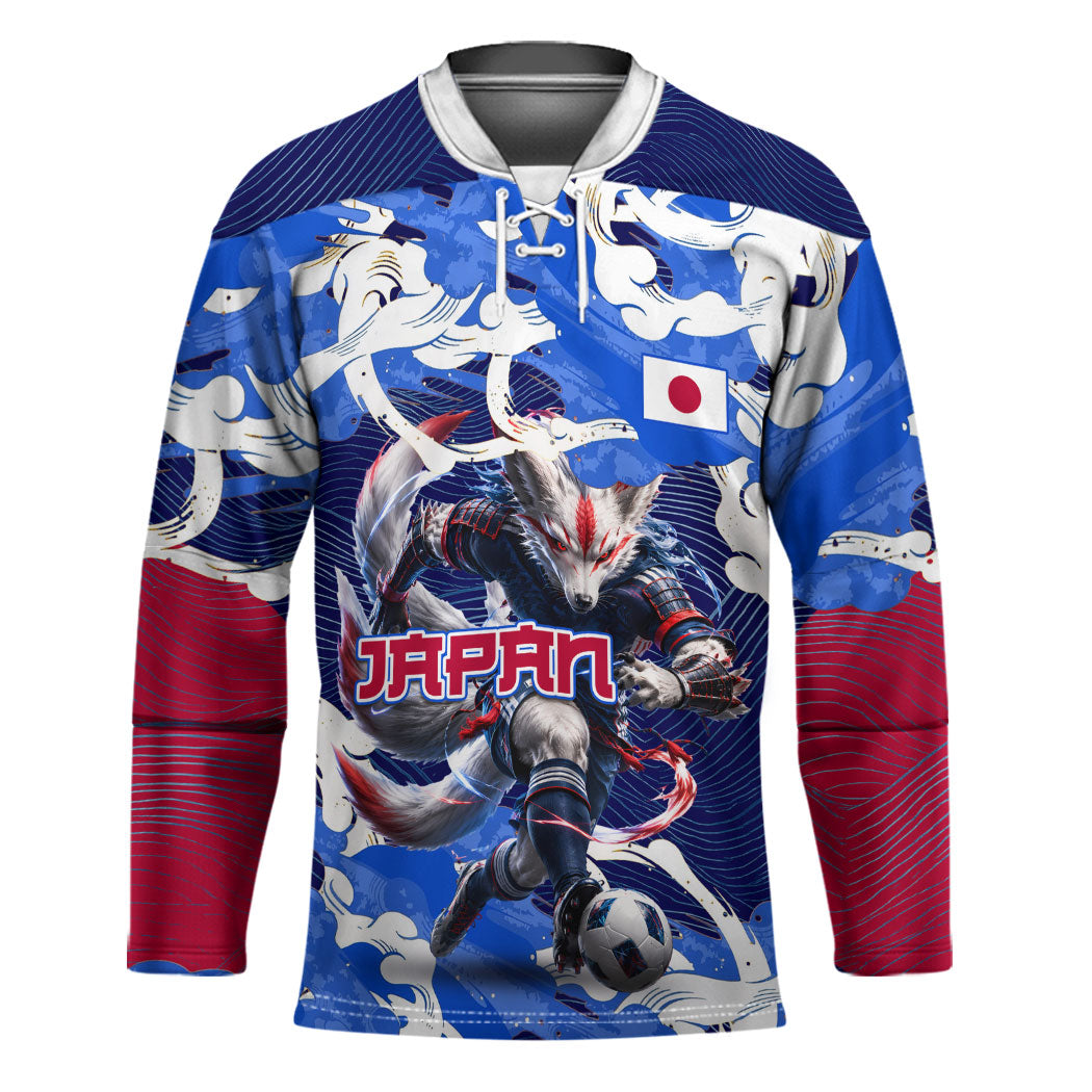 Personalized Japan Football Hockey Jersey Kitsune Samurai Mascot - Traditional Wave Heritage