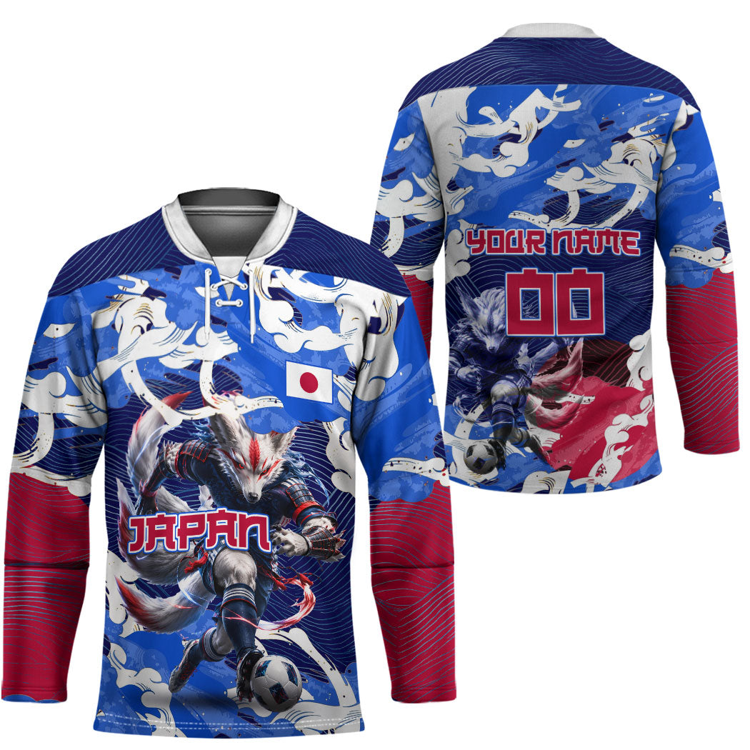 Personalized Japan Football Hockey Jersey Kitsune Samurai Mascot - Traditional Wave Heritage