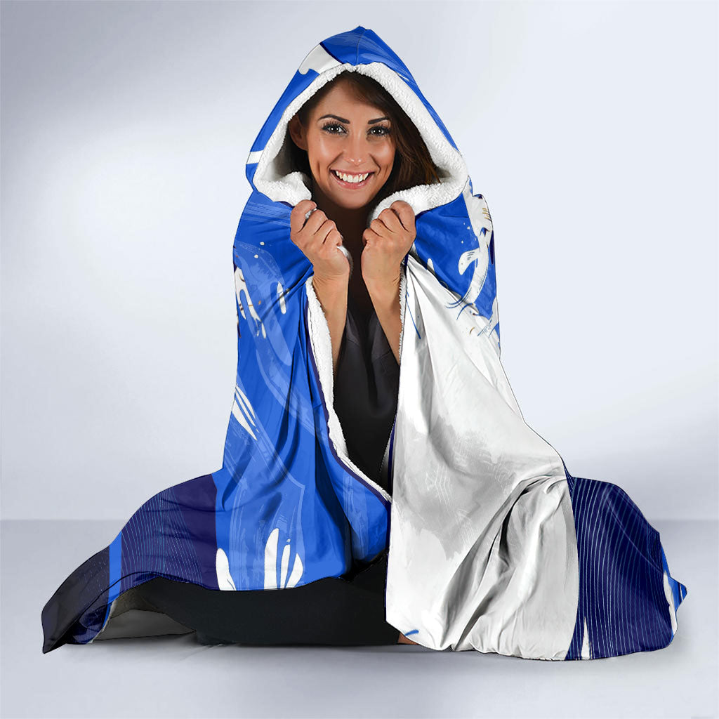 Personalized Japan Football Hooded Blanket Kitsune Samurai Mascot - Traditional Wave Heritage