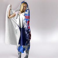 Personalized Japan Football Hooded Blanket Kitsune Samurai Mascot - Traditional Wave Heritage