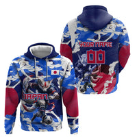 Personalized Japan Football Hoodie Kitsune Samurai Mascot - Traditional Wave Heritage