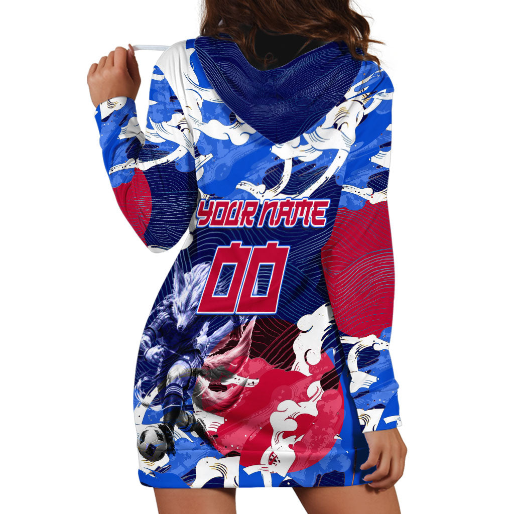 Personalized Japan Football Hoodie Dress Kitsune Samurai Mascot - Traditional Wave Heritage