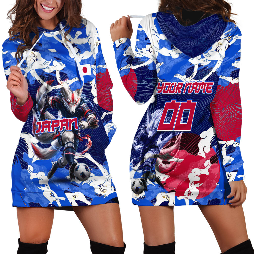 Personalized Japan Football Hoodie Dress Kitsune Samurai Mascot - Traditional Wave Heritage