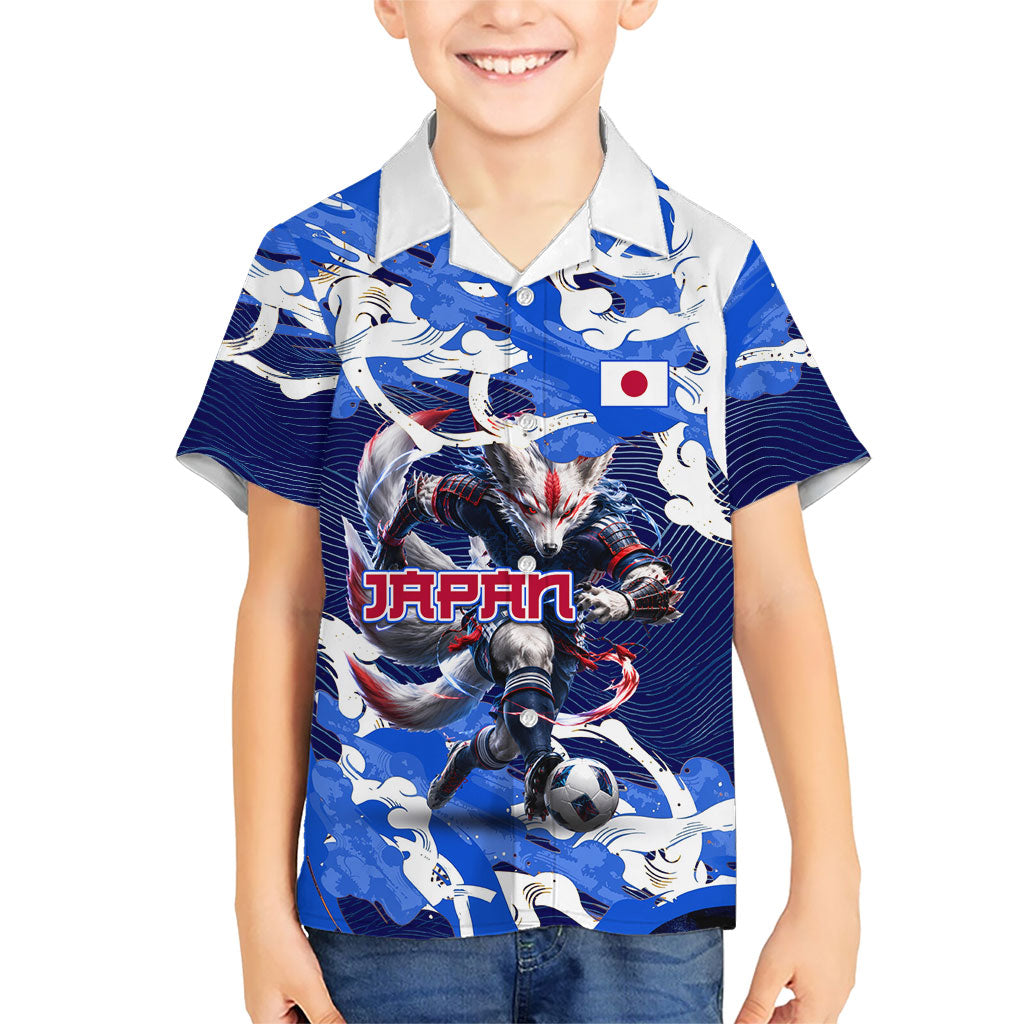 Personalized Japan Football Kid Hawaiian Shirt Kitsune Samurai Mascot - Traditional Wave Heritage