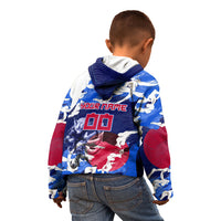 Personalized Japan Football Kid Hoodie Kitsune Samurai Mascot - Traditional Wave Heritage