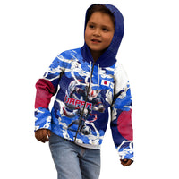 Personalized Japan Football Kid Hoodie Kitsune Samurai Mascot - Traditional Wave Heritage
