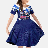 Personalized Japan Football Kid Short Sleeve Dress Kitsune Samurai Mascot - Traditional Wave Heritage