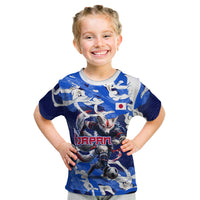 Personalized Japan Football Kid T Shirt Kitsune Samurai Mascot - Traditional Wave Heritage