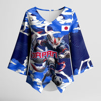 Personalized Japan Football Kimono Sleeve Blouse Kitsune Samurai Mascot - Traditional Wave Heritage