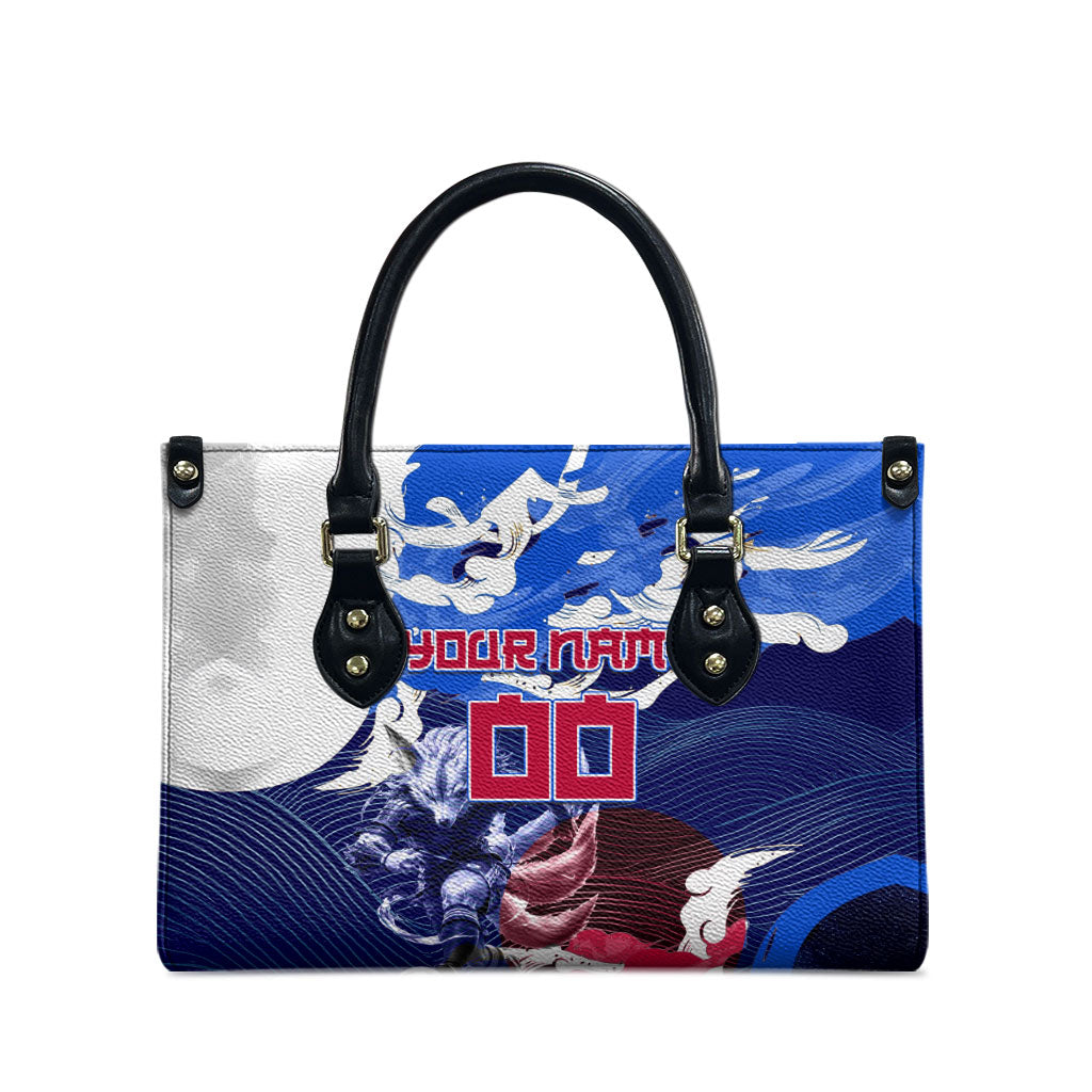 Personalized Japan Football Leather Bag Kitsune Samurai Mascot - Traditional Wave Heritage
