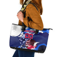 Personalized Japan Football Leather Tote Bag Kitsune Samurai Mascot - Traditional Wave Heritage