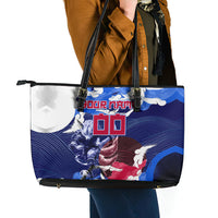 Personalized Japan Football Leather Tote Bag Kitsune Samurai Mascot - Traditional Wave Heritage