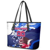 Personalized Japan Football Leather Tote Bag Kitsune Samurai Mascot - Traditional Wave Heritage
