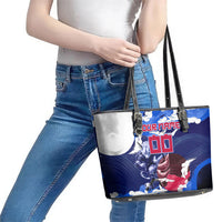 Personalized Japan Football Leather Tote Bag Kitsune Samurai Mascot - Traditional Wave Heritage