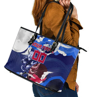 Personalized Japan Football Leather Tote Bag Kitsune Samurai Mascot - Traditional Wave Heritage