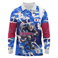 Personalized Japan Football Long Sleeve Polo Shirt Kitsune Samurai Mascot - Traditional Wave Heritage