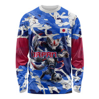 Personalized Japan Football Long Sleeve Shirt Kitsune Samurai Mascot - Traditional Wave Heritage