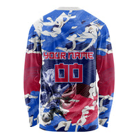Personalized Japan Football Long Sleeve Shirt Kitsune Samurai Mascot - Traditional Wave Heritage