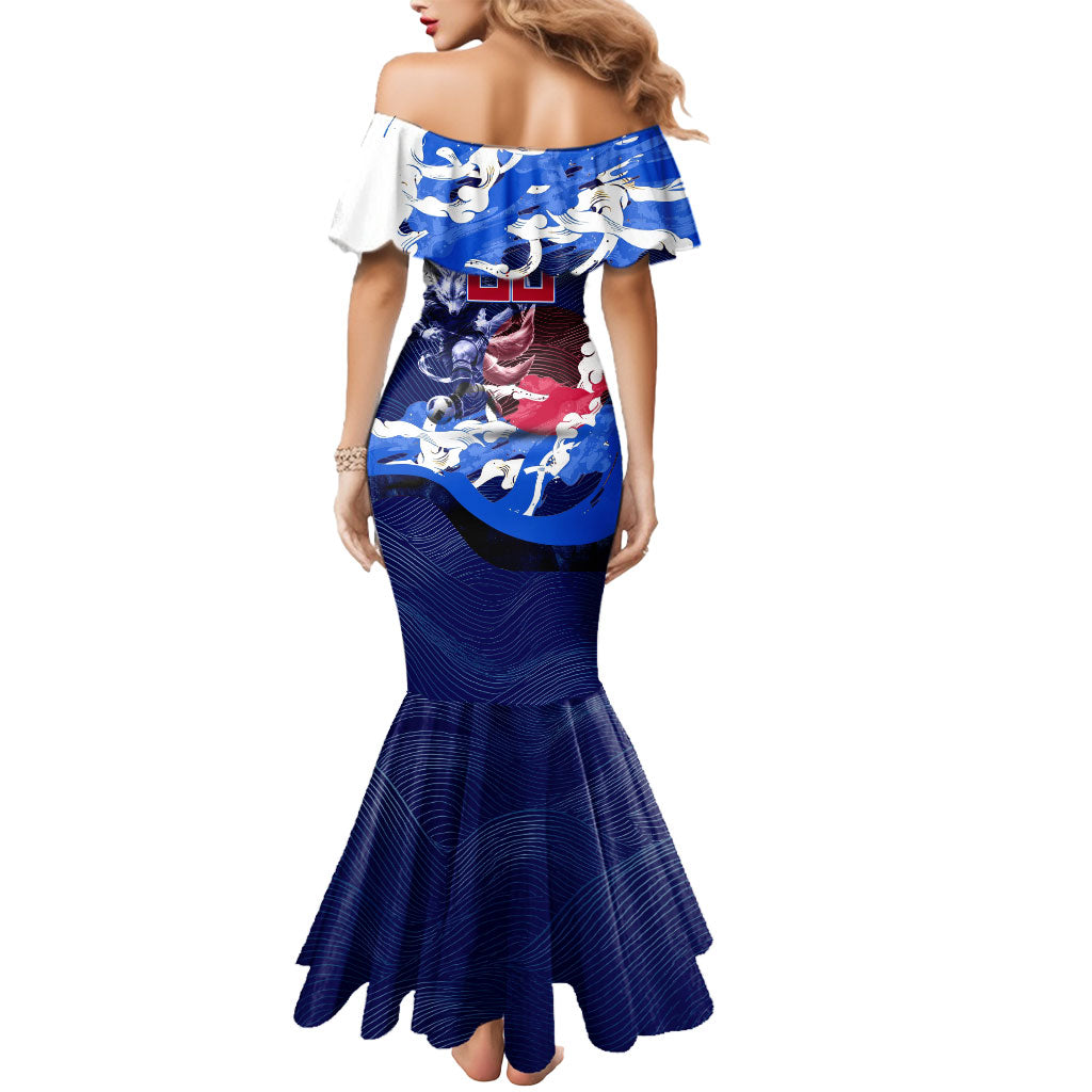 Personalized Japan Football Mermaid Dress Kitsune Samurai Mascot - Traditional Wave Heritage