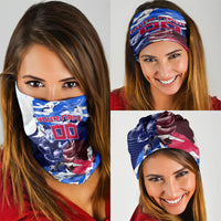 Personalized Japan Football Neck Gaiter Kitsune Samurai Mascot - Traditional Wave Heritage