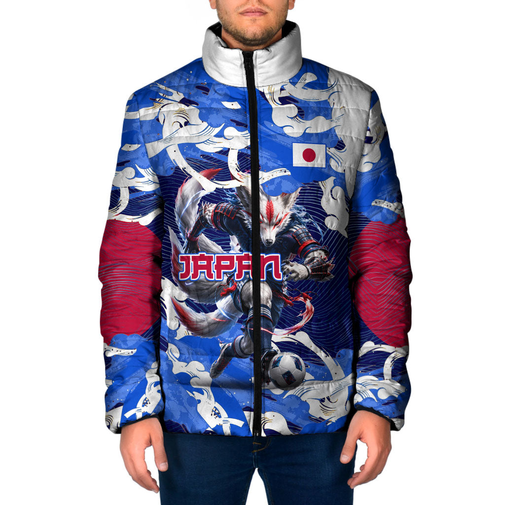 Personalized Japan Football Padded Jacket Kitsune Samurai Mascot - Traditional Wave Heritage
