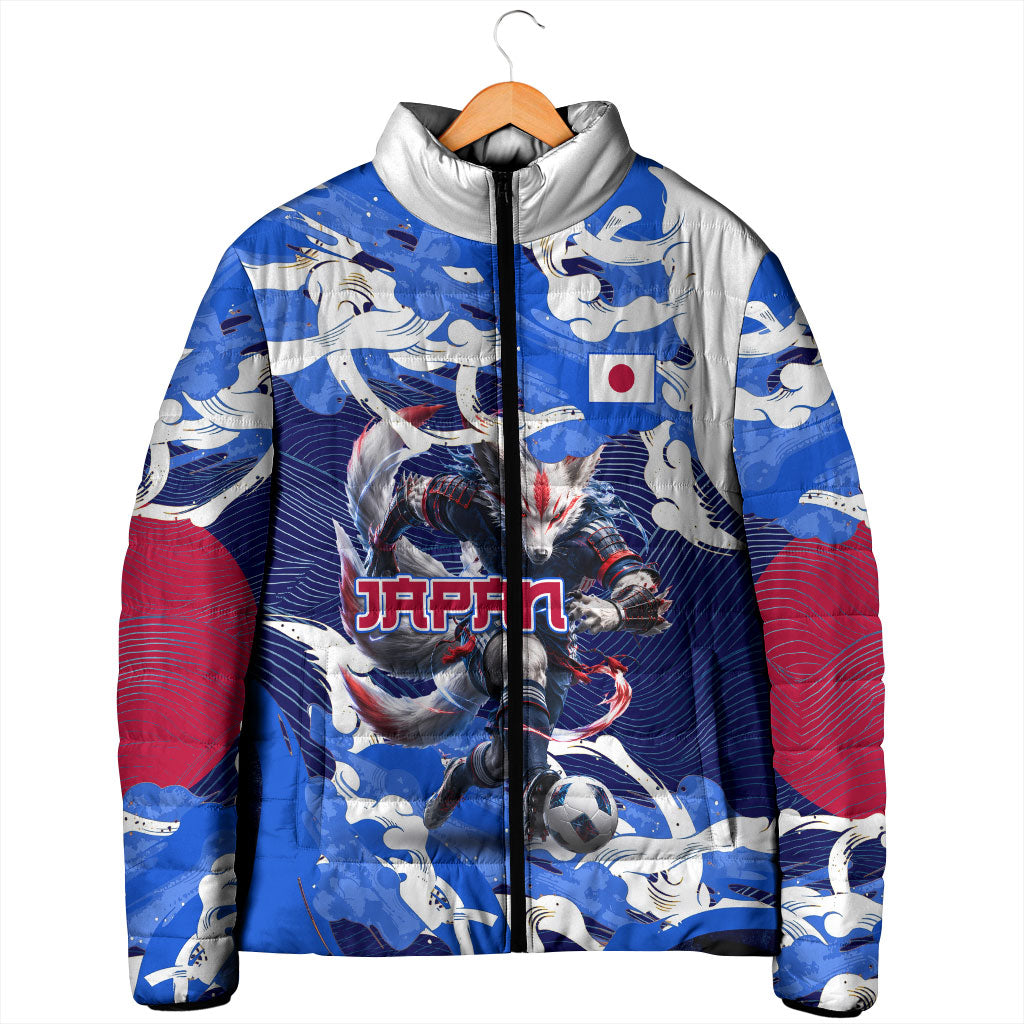 Personalized Japan Football Padded Jacket Kitsune Samurai Mascot - Traditional Wave Heritage