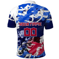 Personalized Japan Football Polo Shirt Kitsune Samurai Mascot - Traditional Wave Heritage
