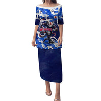 Personalized Japan Football Puletasi Kitsune Samurai Mascot - Traditional Wave Heritage