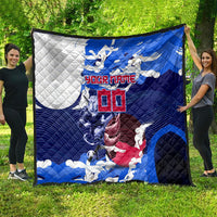 Personalized Japan Football Quilt Kitsune Samurai Mascot - Traditional Wave Heritage