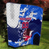 Personalized Japan Football Quilt Kitsune Samurai Mascot - Traditional Wave Heritage