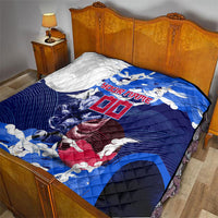 Personalized Japan Football Quilt Kitsune Samurai Mascot - Traditional Wave Heritage