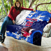 Personalized Japan Football Quilt Kitsune Samurai Mascot - Traditional Wave Heritage