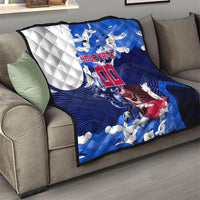 Personalized Japan Football Quilt Kitsune Samurai Mascot - Traditional Wave Heritage