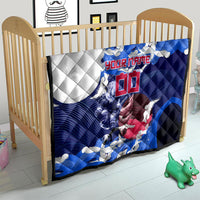 Personalized Japan Football Quilt Kitsune Samurai Mascot - Traditional Wave Heritage