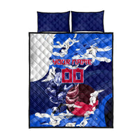 Personalized Japan Football Quilt Bed Set Kitsune Samurai Mascot - Traditional Wave Heritage