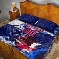 Personalized Japan Football Quilt Bed Set Kitsune Samurai Mascot - Traditional Wave Heritage