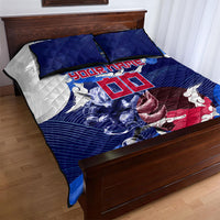 Personalized Japan Football Quilt Bed Set Kitsune Samurai Mascot - Traditional Wave Heritage