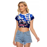 Personalized Japan Football Raglan Cropped T Shirt Kitsune Samurai Mascot - Traditional Wave Heritage