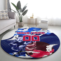 Personalized Japan Football Round Carpet Kitsune Samurai Mascot - Traditional Wave Heritage