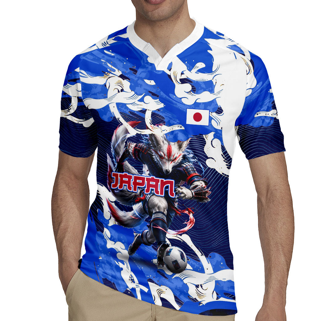 Personalized Japan Football Rugby Jersey Kitsune Samurai Mascot - Traditional Wave Heritage
