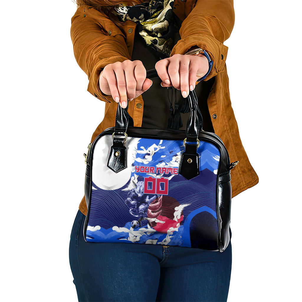 Personalized Japan Football Shoulder Handbag Kitsune Samurai Mascot - Traditional Wave Heritage