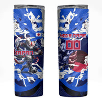 Personalized Japan Football Skinny Tumbler Kitsune Samurai Mascot - Traditional Wave Heritage