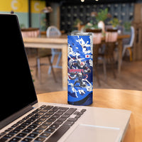 Personalized Japan Football Skinny Tumbler Kitsune Samurai Mascot - Traditional Wave Heritage