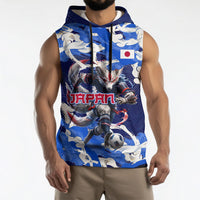 Personalized Japan Football Sleeveless Hoodie Kitsune Samurai Mascot - Traditional Wave Heritage