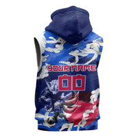 Personalized Japan Football Sleeveless Zip Hoodie Kitsune Samurai Mascot - Traditional Wave Heritage
