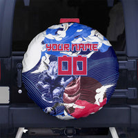 Personalized Japan Football Spare Tire Cover Kitsune Samurai Mascot - Traditional Wave Heritage