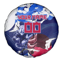 Personalized Japan Football Spare Tire Cover Kitsune Samurai Mascot - Traditional Wave Heritage