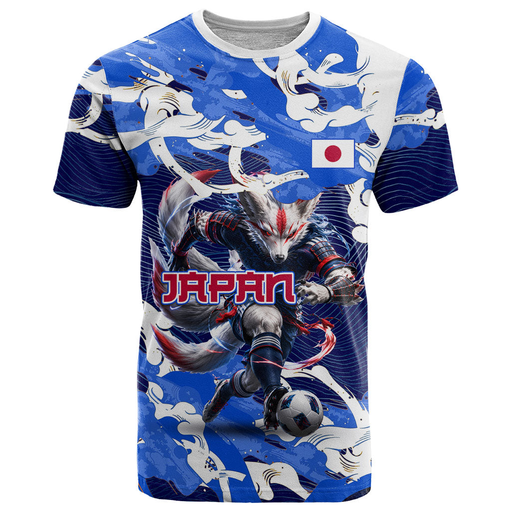 Personalized Japan Football T Shirt Kitsune Samurai Mascot - Traditional Wave Heritage