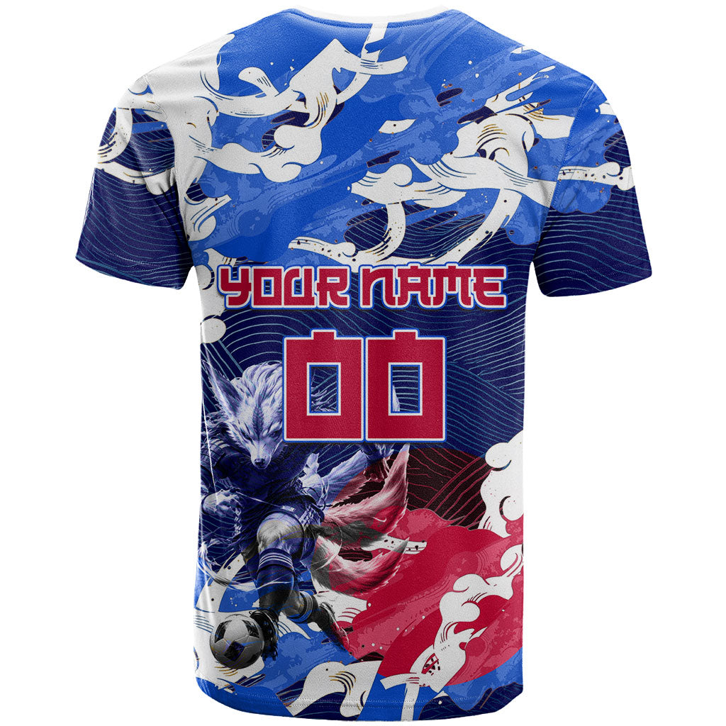 Personalized Japan Football T Shirt Kitsune Samurai Mascot - Traditional Wave Heritage