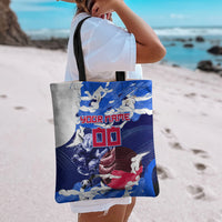 Personalized Japan Football Tote Bag Kitsune Samurai Mascot - Traditional Wave Heritage